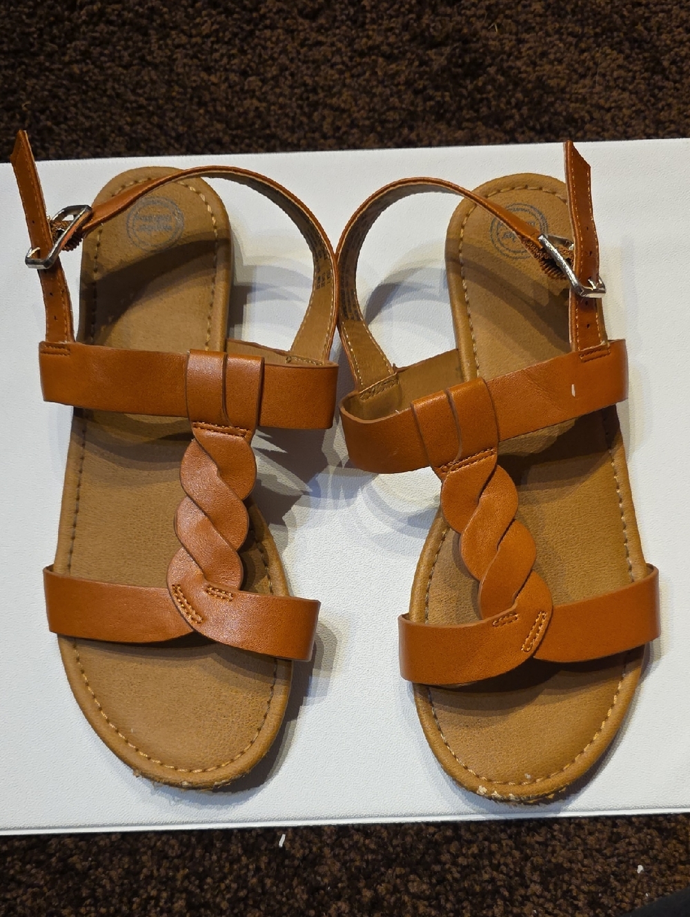 Girl’s Tan Braided Strap Sandals